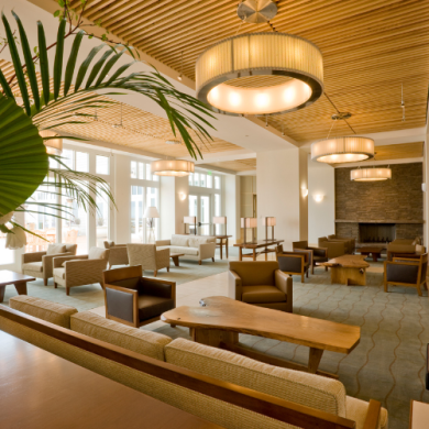 salon de hotel con mobiliario contract