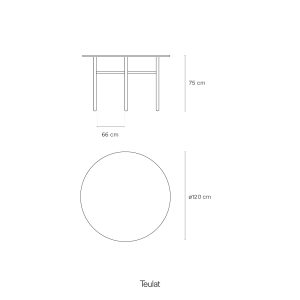 Medidas de Mesa de comedor redonda Junco de Teulat